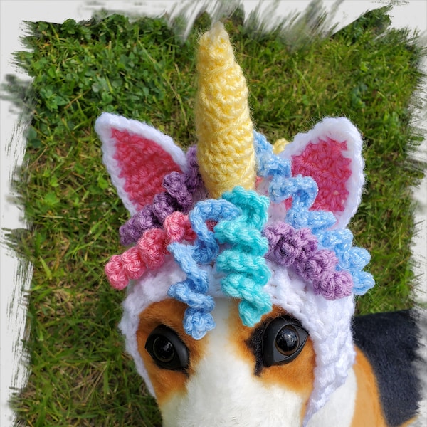 Unicorn Dog Hood Crochet Pattern - PDF INSTANT Download