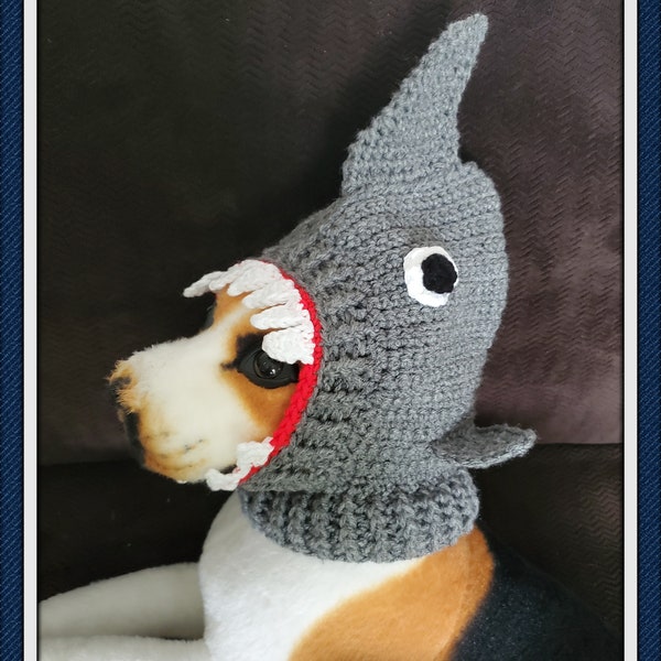 Shark Eating Dog Hood Crochet Pattern - PDF INSTANT Download