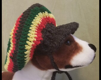 Rasta Dog Hat With Brim Crochet Pattern - PDF