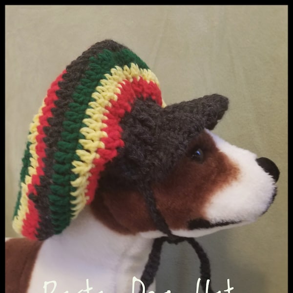 Rasta Dog Hat With Brim Crochet Pattern - PDF