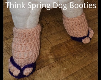 Think Spring Dog Flip Flop Paw Protectors Crochet Pattern PDF