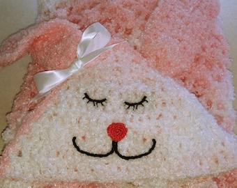 Hooded Bunny Blanket Crochet Pattern PDF-INSTANT DELIVERY