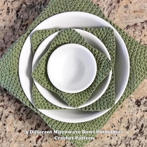 3 Different Microwave Bowl Potholders Crochet Pattern INSTANT Etsy