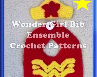 Wonder Baby Bib Ensemble Crochet Patterns PDF - INSTANT DOWNLOAD.