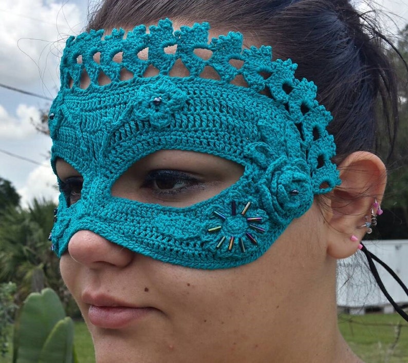 Ornate Mardi Gras Mask Crochet Pattern PDF INSTANT DOWNLOAD. image 3