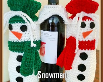 Snowman Wine and Glass Holder Crochet Pattern PDF- Instant Download