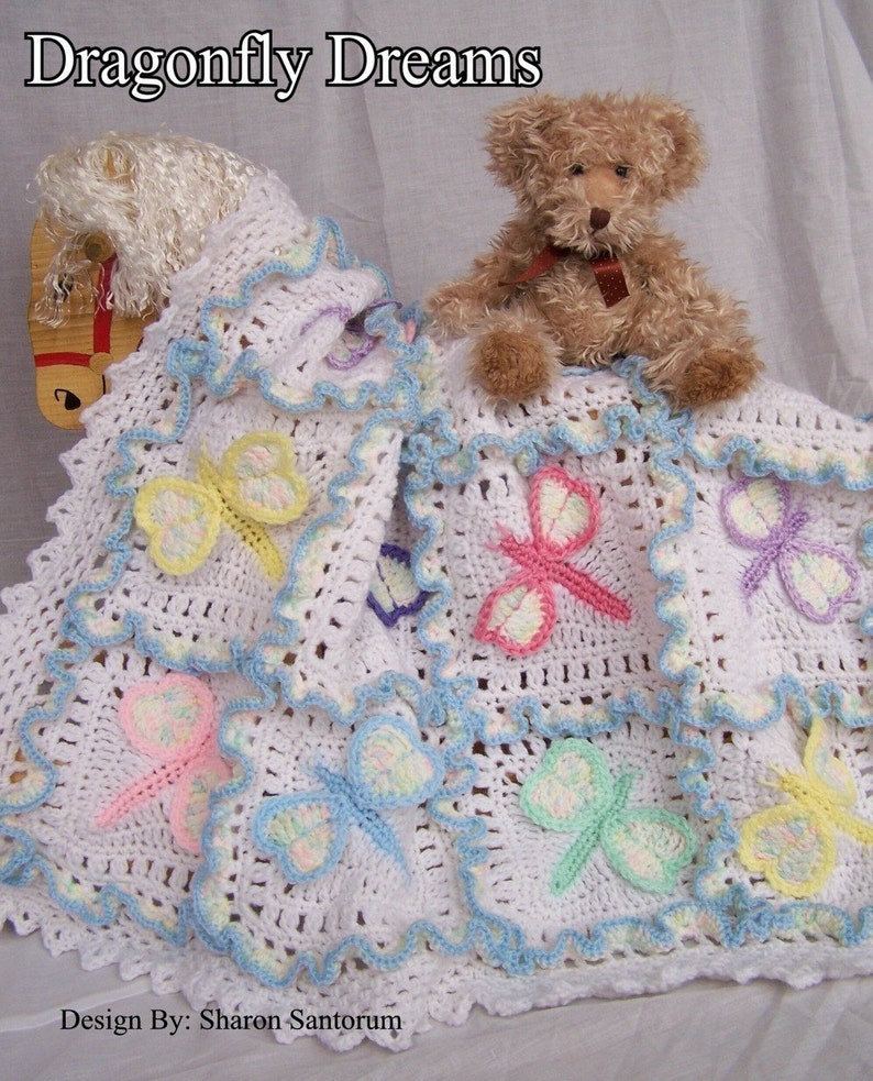 Dragonfly Dreams Crochet Baby Afghan or Blanket Pattern PDF INSTANT DOWNLOAD. image 1