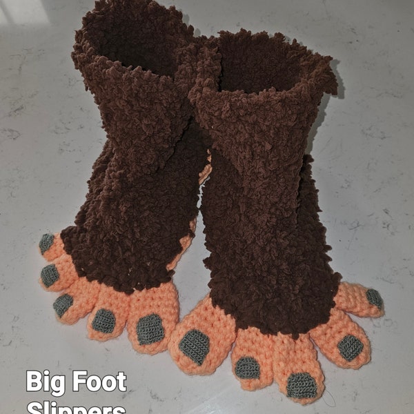 Bigfoot Slippers Crochet Pattern - PDF