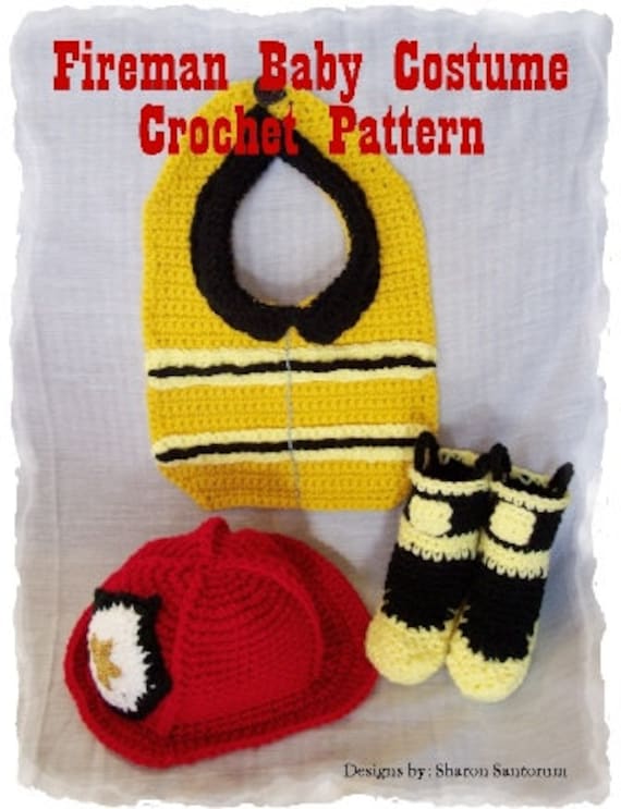 Fireman Baby Bib, Hat and Bootie Crochet Pattern PDF INSTANT