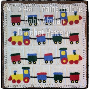Trains Galore Baby Afghan Crochet Pattern PDF-INSTANT DOWNLOAD