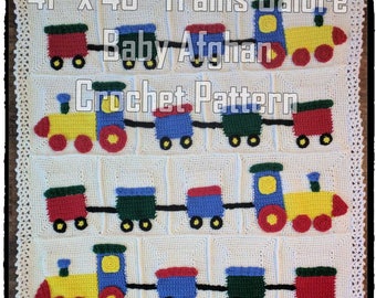 Trains Galore Baby Afghan Crochet Pattern PDF-INSTANT DOWNLOAD
