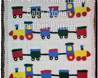 Trains Galore Baby Afghan Crochet Pattern PDF-INSTANT DOWNLOAD