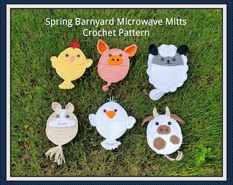 Barn Animal Microwave Hot Pad Mitts: Pattern PDF - INSTANT DOWNLOAD.