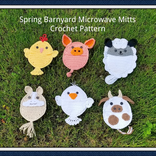 Barn Animal Microwave Hot Pad Mitts: Pattern PDF - INSTANT DOWNLOAD.