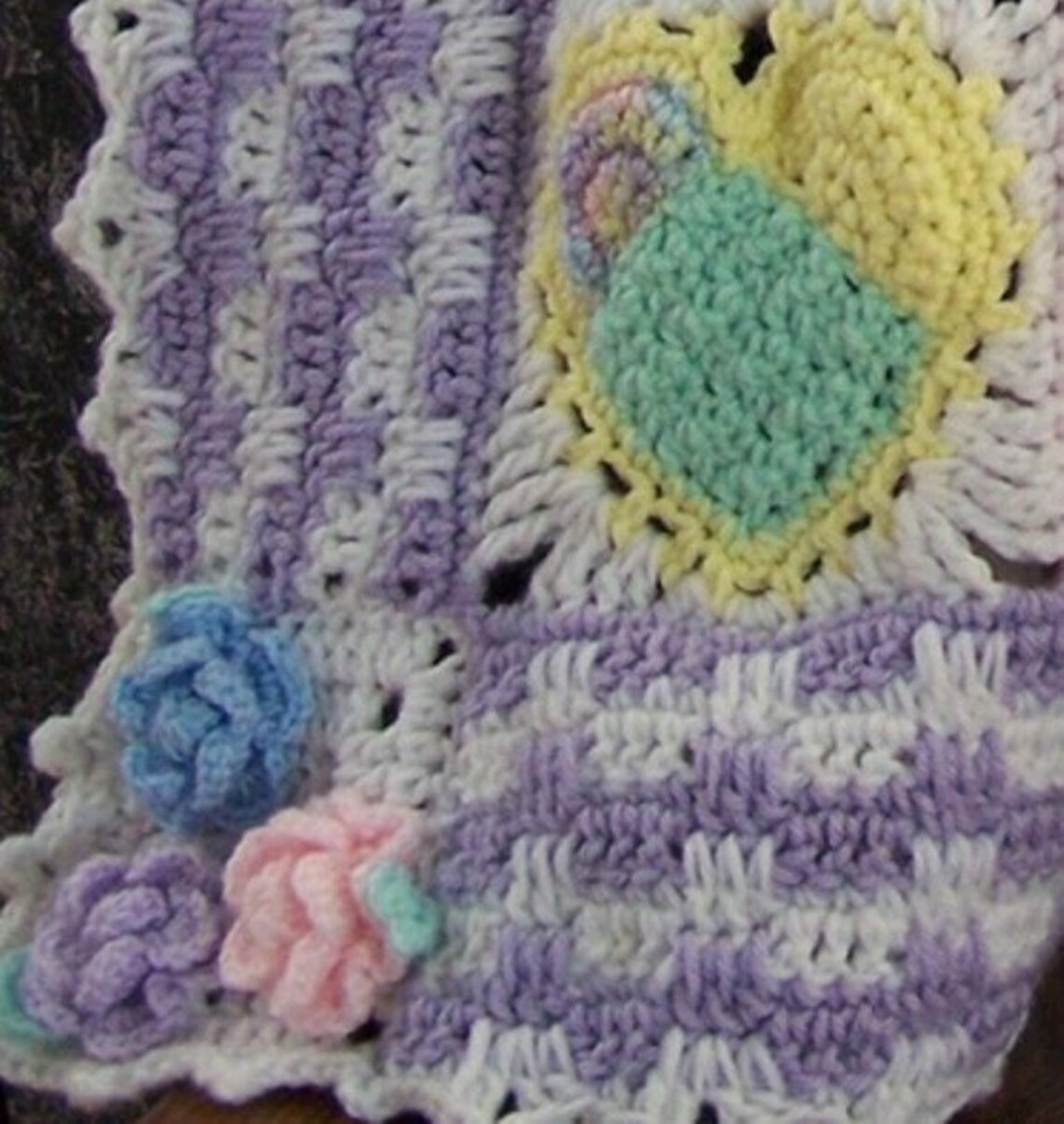 Hearts and Flowers Baby Afghan or Blanket Crochet Pattern PDF Etsy