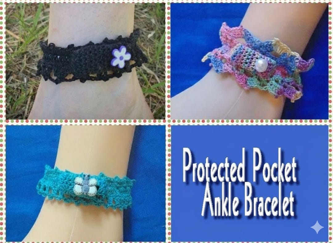 Pocket Anklet Crochet Pattern, Thread Jewelry, Boho Festival Secret ...