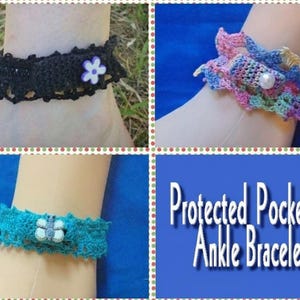 Pocket Anklet Crochet Pattern, Thread Jewelry, Boho Festival Secret Stash