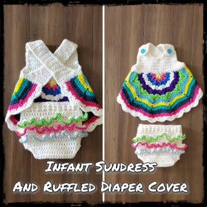 Mandala Infant Sun Dress and Ruffled Diaper Cover - PDF crochet pattern