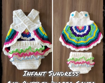 Mandala Infant Sun Dress and Ruffled Diaper Cover - PDF crochet pattern
