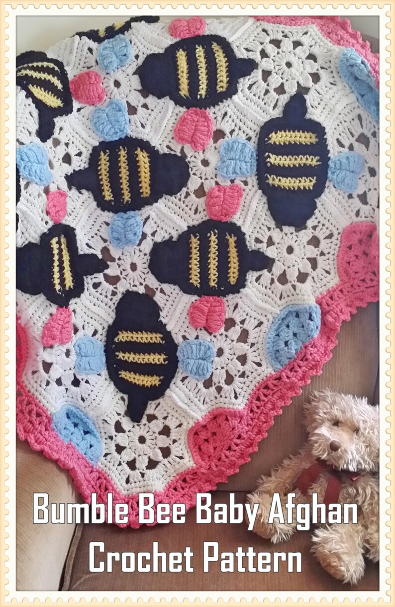 Bumble Bee Baby Afghan Crochet PDF INSTANT DOWNLOAD image 1
