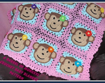 A Barrel of Monkeys Blanket/Afghan  Crochet Pattern PDF - INSTANT DOWNLOAD