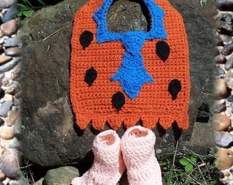 Caveman Costume Bib and Bootie Crochet Pattern PDF - INSTANT DOWNLOAD.