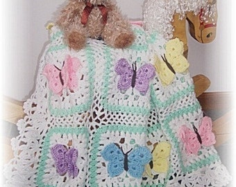 Butterfly Kisses Crochet Baby Afghan or Blanket Pattern PDF - INSTANT DOWNLOAD.