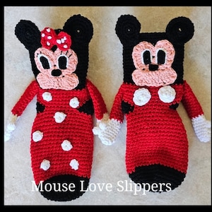 Mouse Love Slippers Crochet Pattern - PDF