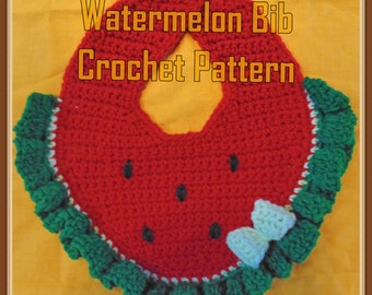 Watermelon  Bib Crochet Pattern - INSTANT DOWNLOAD