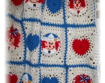 Raggedy Ann and Andy Crochet Baby Afghan or Blanket Crochet Pattern PDF - INSTANT DOWNLOAD.