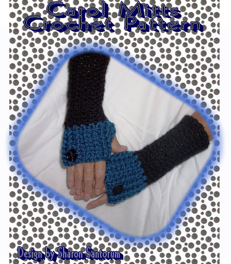 Carol Mitts Fingerless Mitten Crochet Pattern PDF INSTANT DOWNLOAD. image 1