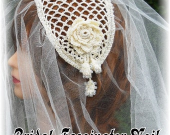 Bridal Fascinator Veil Crochet Pattern PDF - INSTANT DOWNLOAD.