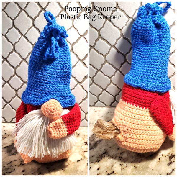 Whoops I Pooped Gnome Bag Keeper - PDF crochet pattern