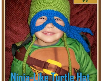 Masked Turtle Hat Crochet Pattern PDF - INSTANT DOWNLOAD.