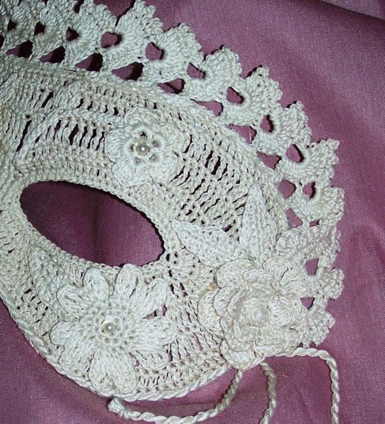 Ornate Mardi Gras Mask Crochet Pattern PDF INSTANT DOWNLOAD. image 2