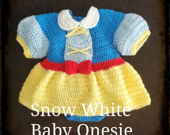 Snow White Inspired Baby Onesie Crochet Pattern - PDF