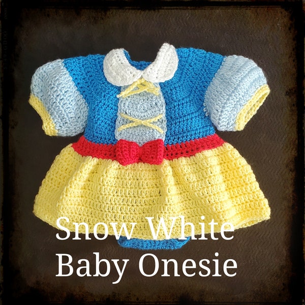 Snow White Inspired Baby Onesie Crochet Pattern - PDF