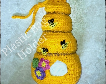 Bee Hive Plastic Bag Holder Crochet Pattern - PDF