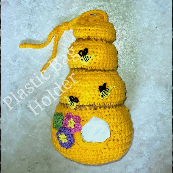 Bee Hive Plastic Bag Holder Crochet Pattern - PDF