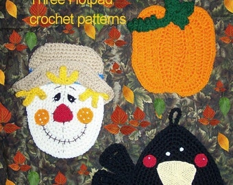 Three Decorative Fall Potholders - It's Fall Ya'll - Crochet Pattern PDF - INSTANT DOWNLOAD.