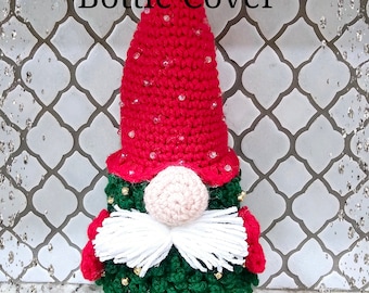 Christmas Gnome Wine Buddy or Dish Soap Cover - PDF crochet pattern