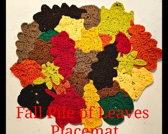 Autumn Falling Leaves Pile Placemat Crochet Pattern -PDF