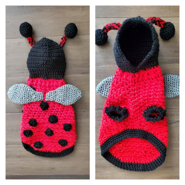 Lady Bug Dog Sweater Crochet Pattern - PDF