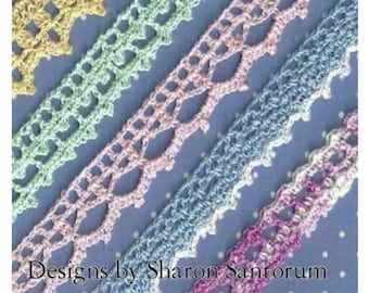 4 Row Crochet Lace Edgings Pattern - PDF