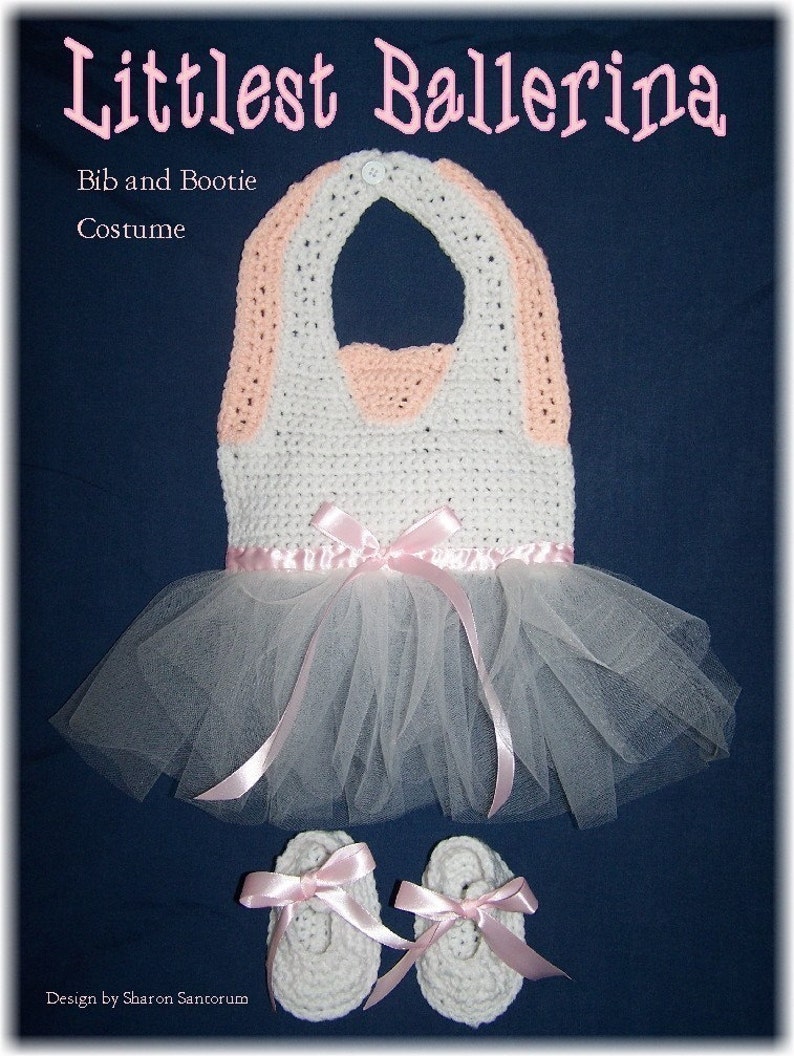 Littlest Ballerina Bib and Bootie Set Crochet Pattern PDF INSTANT DOWNLOAD. image 1