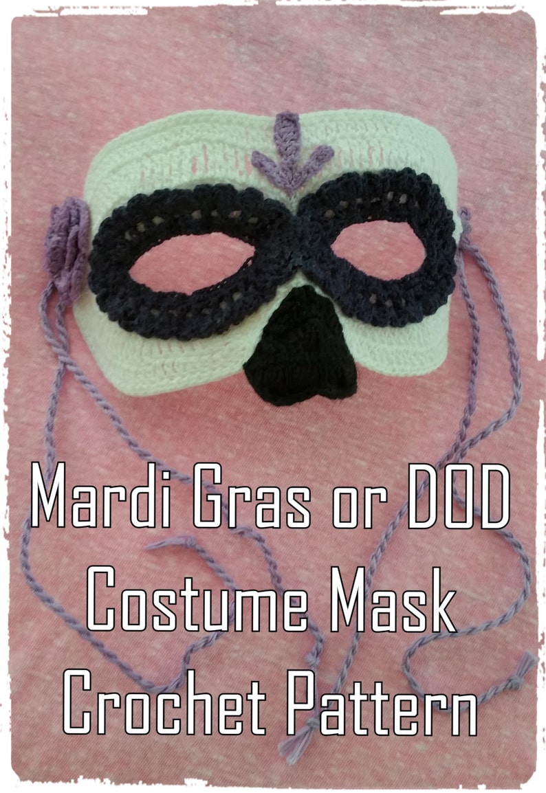 Mardi Gras or Day of the Dead Mask Crochet Pattern PDF INSTANT DOWNLOAD image 1
