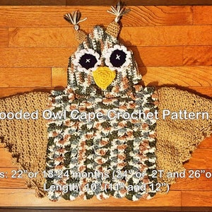 Hooded Owl Poncho or Cape Crochet Pattern PDF - INSTANT DOWNLOAD