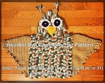 Hooded Owl Poncho or Cape Crochet Pattern PDF - INSTANT DOWNLOAD