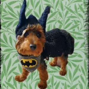 Batdog Caped Hoodie Cowl Crochet Pattern - PDF