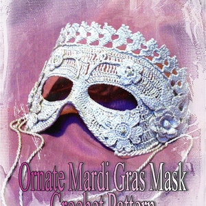 Ornate Mardi Gras Mask Crochet Pattern PDF - INSTANT DOWNLOAD.